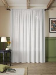 John Lewis Embroidered Slot Top/Hidden Tab Voile Panel, Sage/White - thumbnail 6