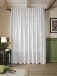 John Lewis Embroidered Slot Top/Hidden Tab Voile Panel, Sage/White - thumbnail 3