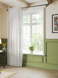 John Lewis Embroidered Slot Top/Hidden Tab Voile Panel, Sage/White - thumbnail 2