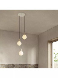 Tala Brass Triple Pendant Ceiling Light with Sphere IV ES LED Dim to Warm Globe Bulbs - thumbnail 4