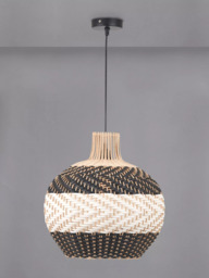 Pacific Rowan Woven Rattan Striped Pendant Ceiling Light, Black