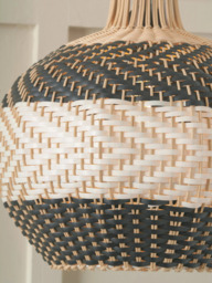 Pacific Rowan Woven Rattan Striped Pendant Ceiling Light, Black - thumbnail 4