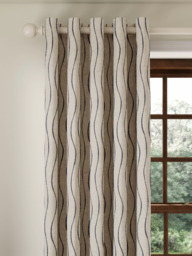 John Lewis Picot Stripe Embroidery Pair Lined Eyelet Curtains