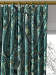 Designers Guild Uchiwa Made to Measure Curtains or Roman Blind, Teal - thumbnail 2