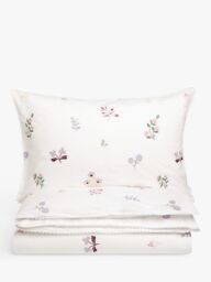 John Lewis Spring Floral Embroidered Pure Cotton Duvet Cover and Pillowcase Set, Single Set - thumbnail 1
