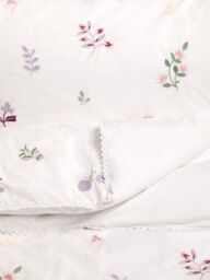 John Lewis Spring Floral Embroidered Pure Cotton Duvet Cover and Pillowcase Set, Single Set - thumbnail 2