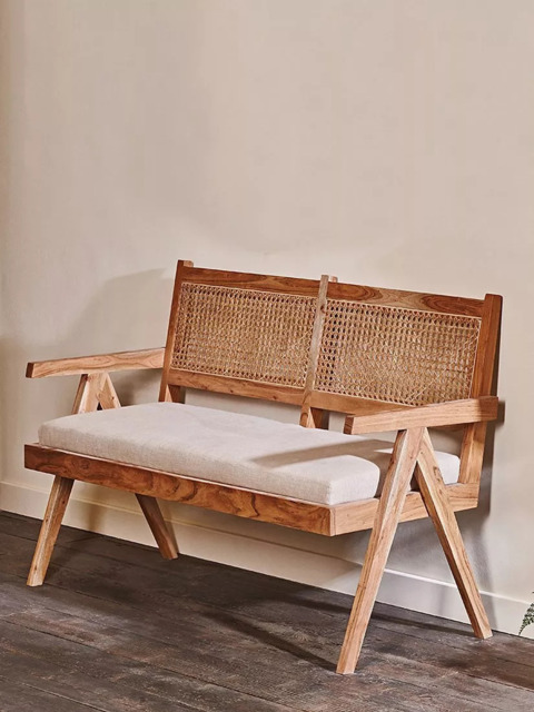 Nkuku Nalrina Acacia and Cane Bench Sofa