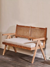 Nkuku Nalrina Acacia and Cane Bench Sofa - thumbnail 1
