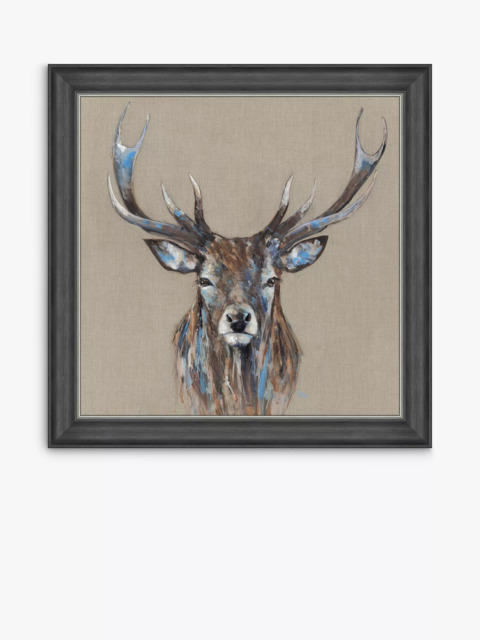 John Lewis Louise Luton 'Hearty Stag' Framed Print, 83 x 83cm, Brown/Multi - image 1