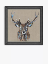 John Lewis Louise Luton 'Hearty Stag' Framed Print, 83 x 83cm, Brown/Multi - thumbnail 1