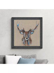 John Lewis Louise Luton 'Hearty Stag' Framed Print, 83 x 83cm, Brown/Multi - thumbnail 2