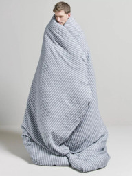 Bedfolk 100% Linen Stripe Bedding, Blue/White - thumbnail 5