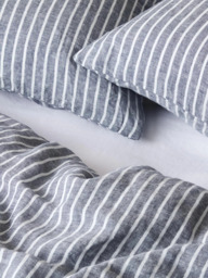 Bedfolk 100% Linen Stripe Bedding, Blue/White - thumbnail 2