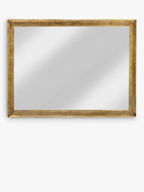 nkuku Yadur Large Rectangular Wall Mirror, 100 x 76cm, Antique Brass - image 1
