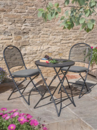 KETTLER Cafe Roma Foldable 2-Seater Round Garden Bistro Table & Chairs Set - thumbnail 2