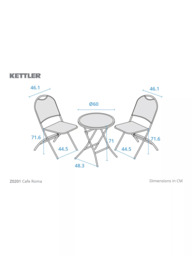 KETTLER Cafe Roma Foldable 2-Seater Round Garden Bistro Table & Chairs Set - thumbnail 5