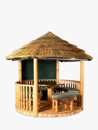 Breeze House Savannah Classic Cape Reed Thatch Roof Circular Gazebo, FSC-Certified (Scandinavian Redwood)