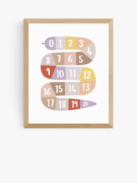 EAST END PRINTS Kid of the Village 'Number Snake' Framed Print, 53.4 x 43.4cm, Natural - image 1