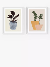 EAST END PRINTS Dan Hobday 'Plant Pot' Wood Framed Print, Set of 2