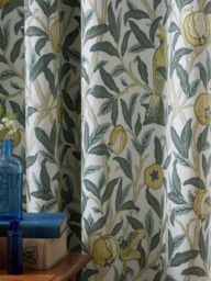 William Morris At Home Bird & Pomegranate Pair Blackout Lined Eyelet Curtains, Mineral - thumbnail 2