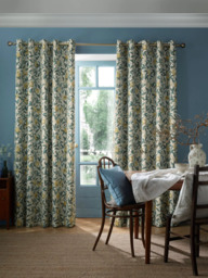William Morris At Home Bird & Pomegranate Pair Blackout Lined Eyelet Curtains, Mineral - thumbnail 1