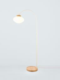 John Lewis Temple Wood and Metal Base Floor Lamp, Ash Wood