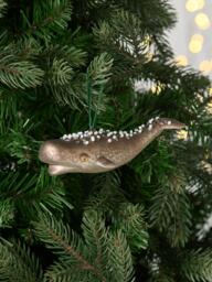 John Lewis The Curator Mercury Glass Whale Bauble, Grey - thumbnail 2