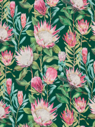 Sanderson King Protea Pair Lined Eyelet Curtains, Teal - thumbnail 2