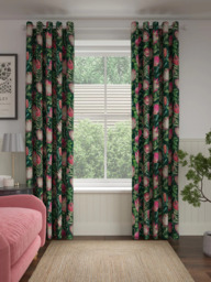 Sanderson King Protea Pair Lined Eyelet Curtains, Teal - thumbnail 3