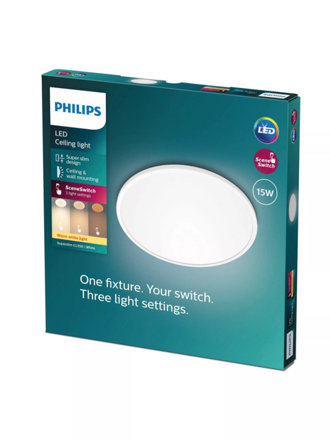 Philips Superslim CL550 LED Functional Flush Ceiling Light, White - image 1