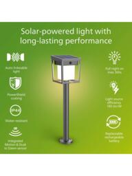 Philips Blaise Ultra Efficient Solar Powered Motion Sensor LED Outdoor Pedestal Light, Anthracite - thumbnail 2
