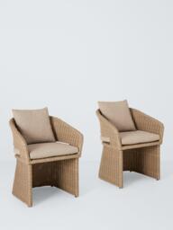 John Lewis Haven Woven Garden Dining Chair, Set of 2, Sandstone