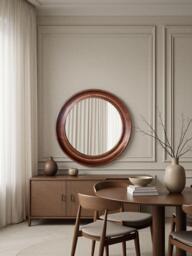 Yearn Ashby Round Oak Wood Wall Mirror, 80cm, Walnut - thumbnail 6