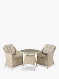 Bramblecrest Monterey Woven 2-Seater Round Garden Bistro Table & Chair Set, Sandstone - thumbnail 1