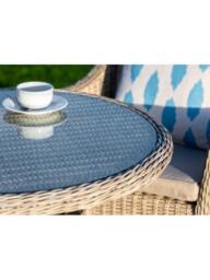 Bramblecrest Monterey Woven 2-Seater Round Garden Bistro Table & Chair Set, Sandstone - thumbnail 3