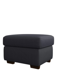 John Lewis Camden Leather Storage Footstool, Dark Leg - thumbnail 4