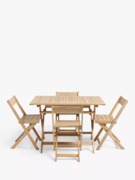 John Lewis Acacia Wood Foldable 4-Seater Garden Dining Table & Chairs Set, Natural - thumbnail 2
