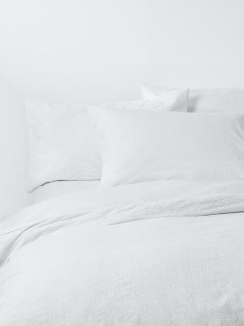 John Lewis Hemsby Pure Cotton Embroidered Percale Duvet Cover Set, White - image 1
