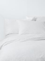John Lewis Hemsby Pure Cotton Embroidered Percale Duvet Cover Set, White