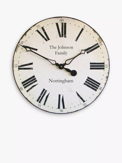 Lascelles Personalised Smiths Roman Numeral Wall Clock, 50cm, Antique White - image 1