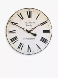 Lascelles Personalised Smiths Roman Numeral Wall Clock, 50cm, Antique White - thumbnail 1