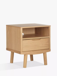 John Lewis Bow 1 Drawer Bedside Table, Natural - thumbnail 1