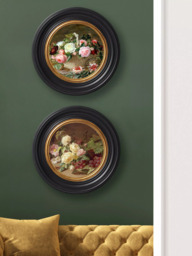 Brookpace Lascelles 'Rose & Red Grapes' Porthole Round Framed Canvas Print, 43cm, Black/Multi - thumbnail 2