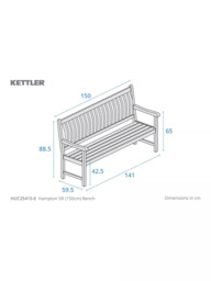 KETTLER Hampton 3-Seater Eucalyptus Wood Garden Bench - thumbnail 5