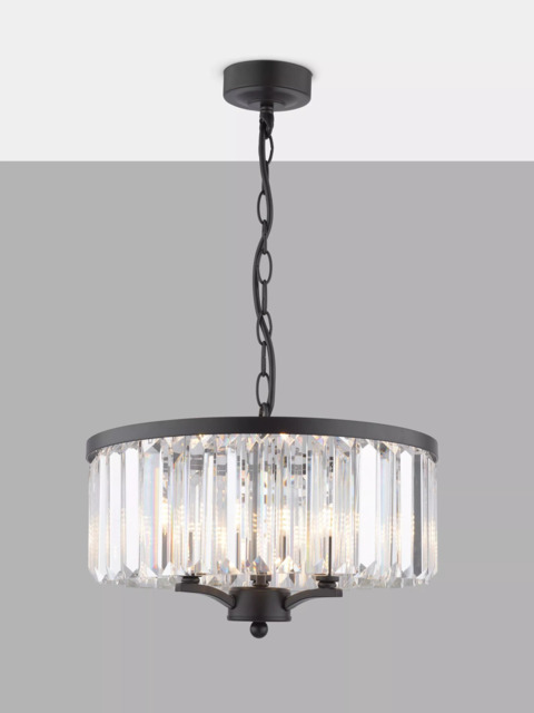 Laura Ashley Elkwood 3 Arm Chandelier Ceiling Light, Soft Black - image 1