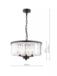 Laura Ashley Elkwood 3 Arm Chandelier Ceiling Light, Soft Black - thumbnail 5