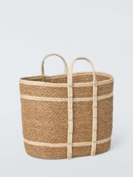 John Lewis Slim 2 Tone Bulrush Basket, Natural - thumbnail 1