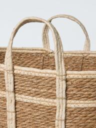 John Lewis Slim 2 Tone Bulrush Basket, Natural - thumbnail 3