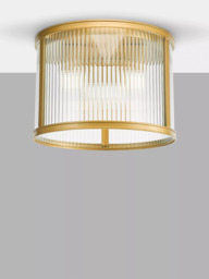 Där Bianka 3 Bulb Ribbed Glass Flush Ceiling Light, Matt Black