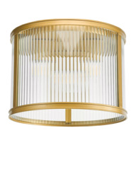 Där Bianka 3 Bulb Ribbed Glass Flush Ceiling Light, Matt Black - thumbnail 2